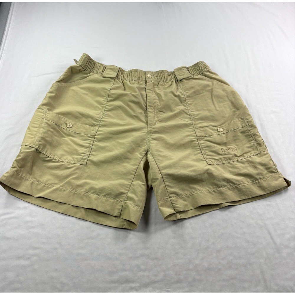 Aftco Shorts Mens 42 Beige Cargo Fishing Stretch Performance Nylon Preppy